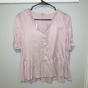 NWOT Madewell Striped Peplum Top